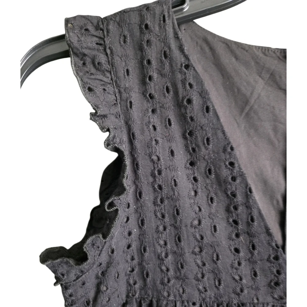 Impeccable Pig Black Eyelet Romper Mini Short Boho - Picture 4 of 10